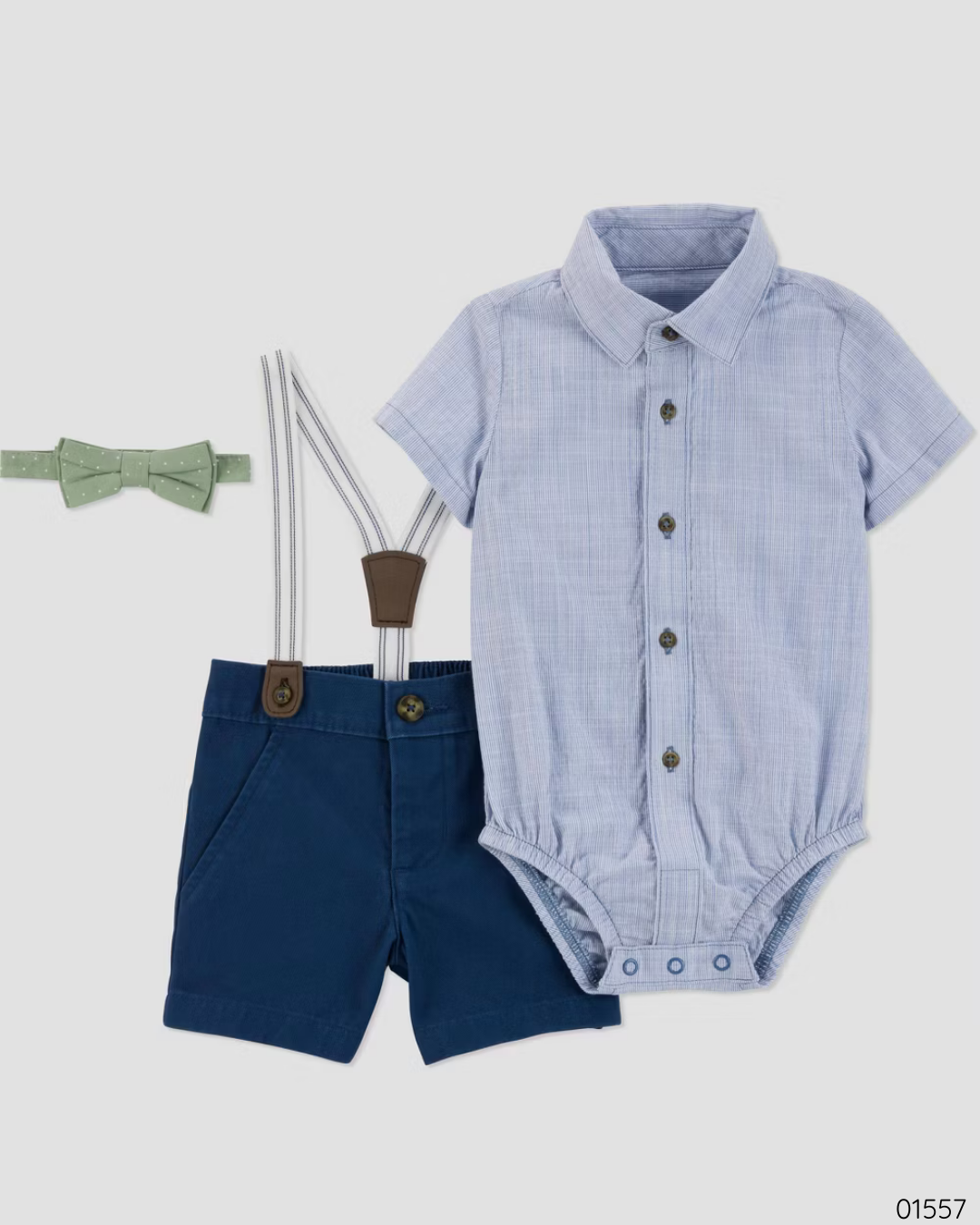 TRAJE 3 PZS CARTER´S SHORT CORBATIN AZUL Y VERDE