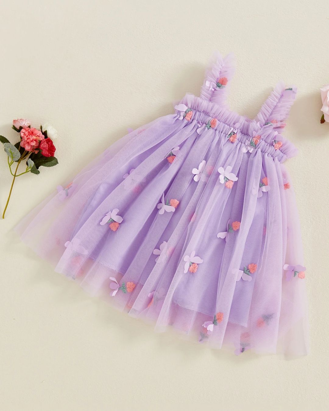 VESTIDO MORADO TUL MARIPOSAS