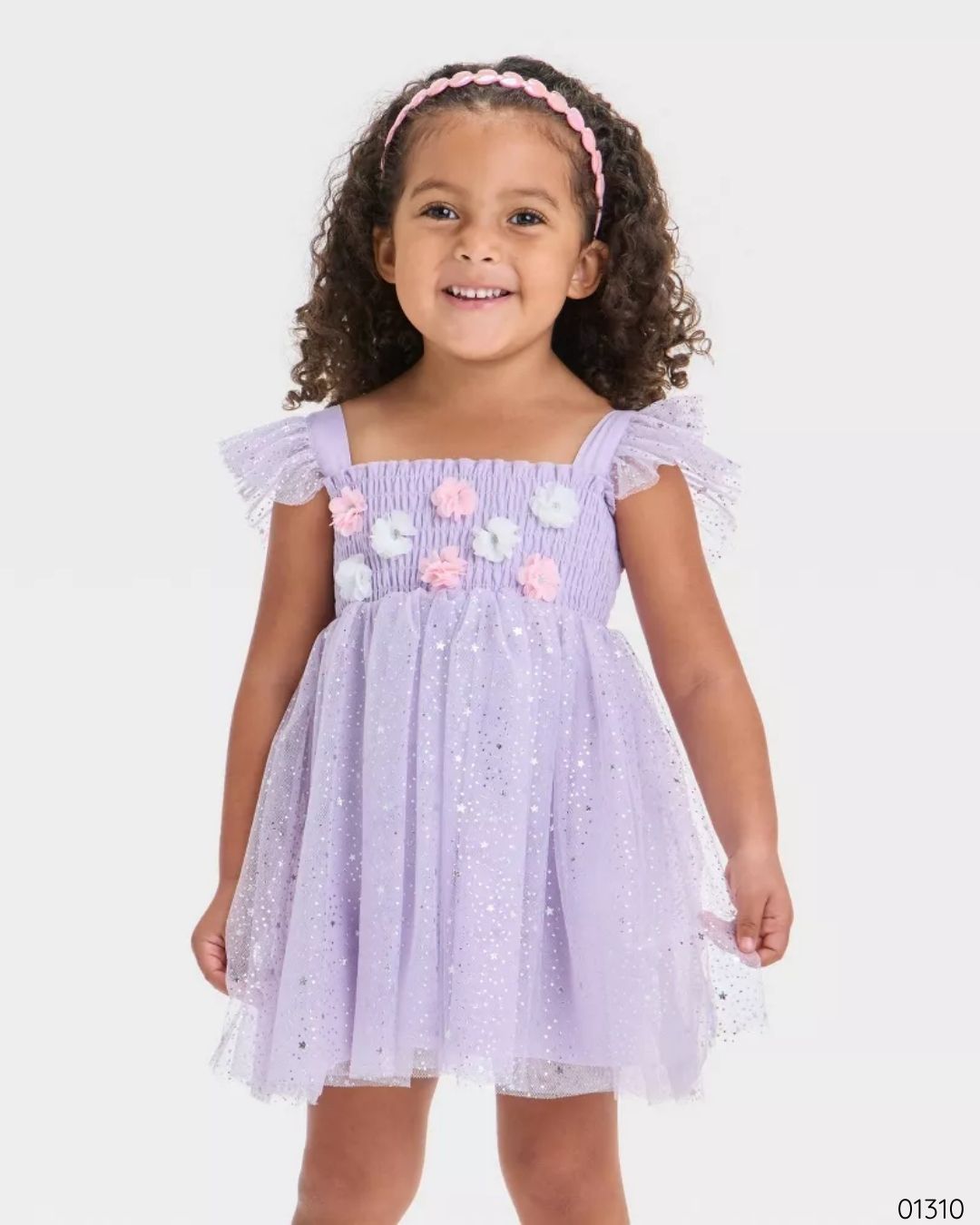 VESTIDO TUL FLORES MORADO