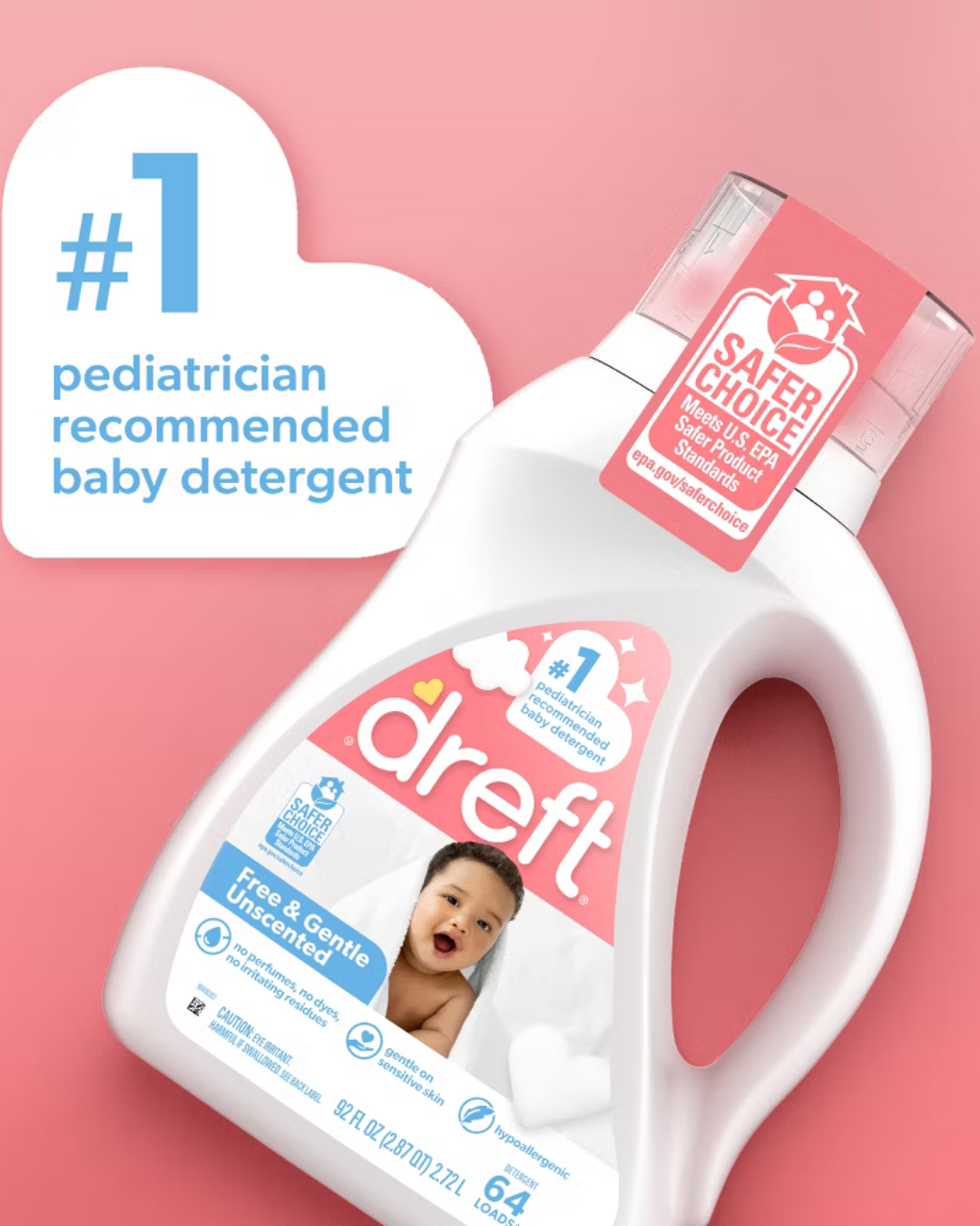 DETERGENTE DREFT 64 LAVADAS SIN FRAGANCIA