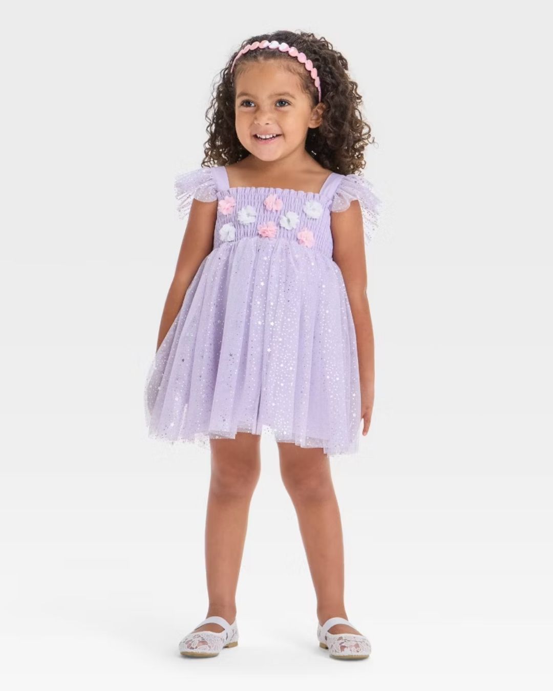 VESTIDO TUL FLORES MORADO