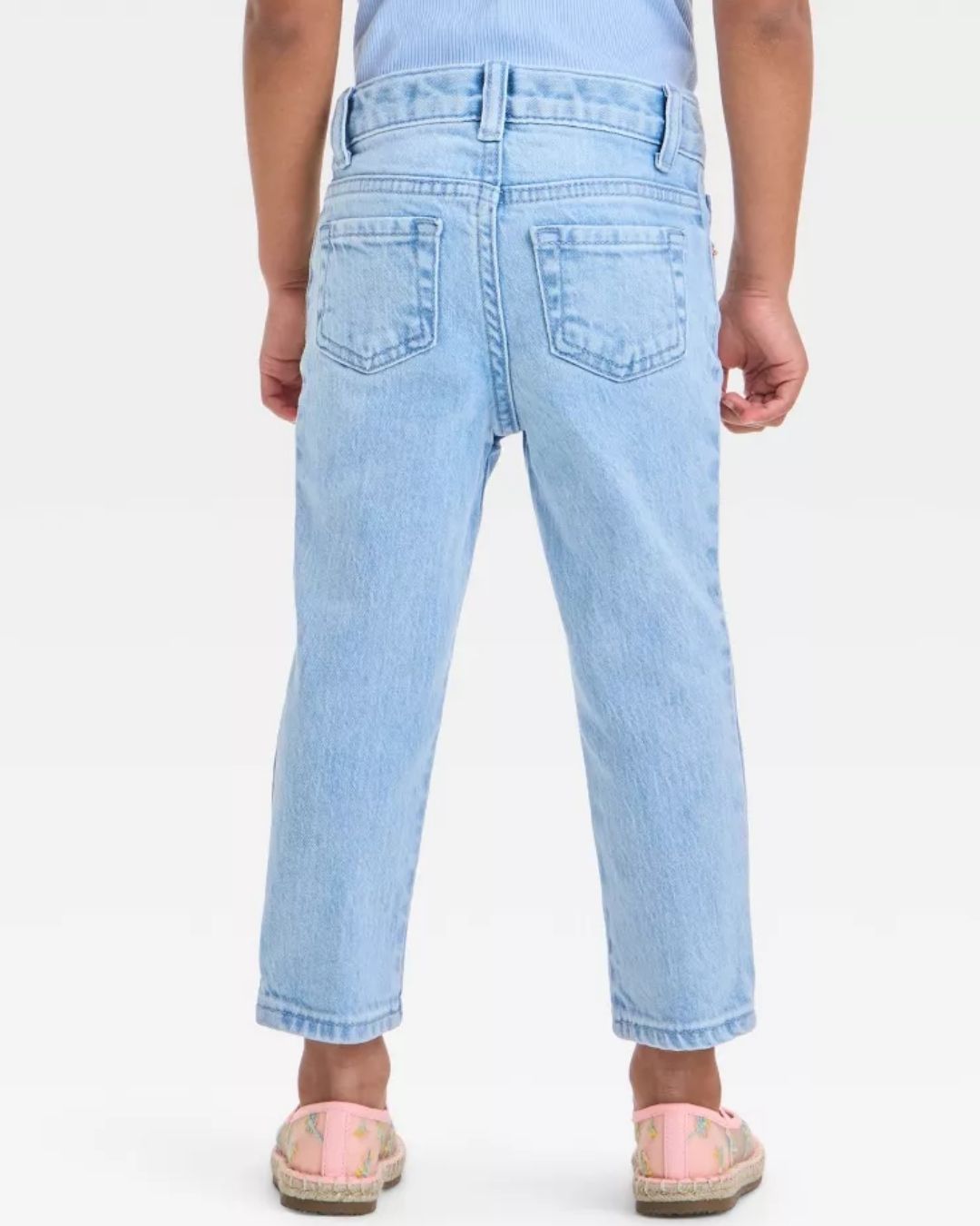 PANTALON AZUL STRAIGHT FLORES BORDADAS