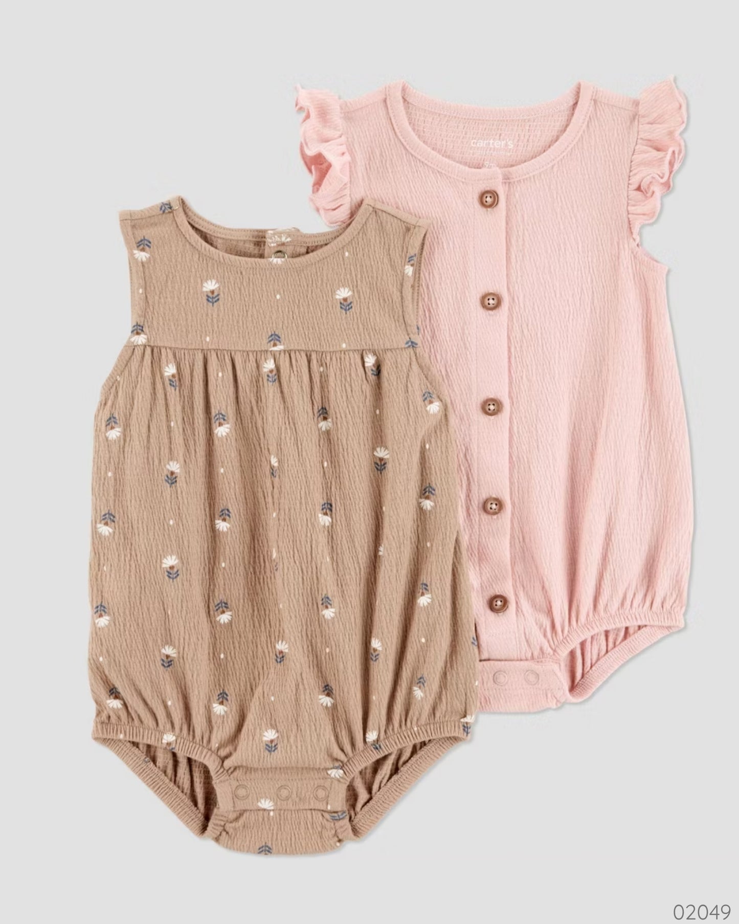 ROMPER 2PZS CAFE Y ROSADO NIÑA