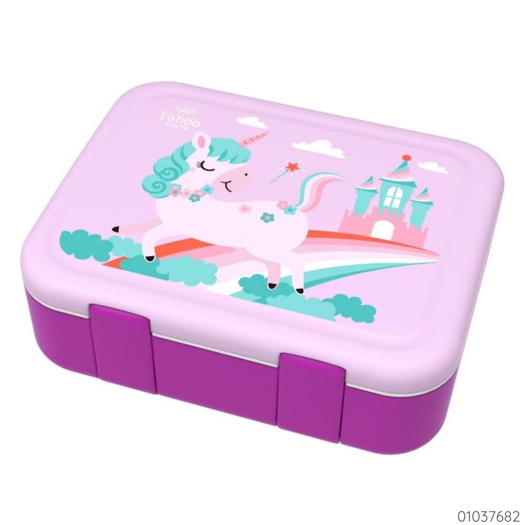 LONCHERA DE UNICORNIO MORADA MEDIDAS: 22x17x7 cms