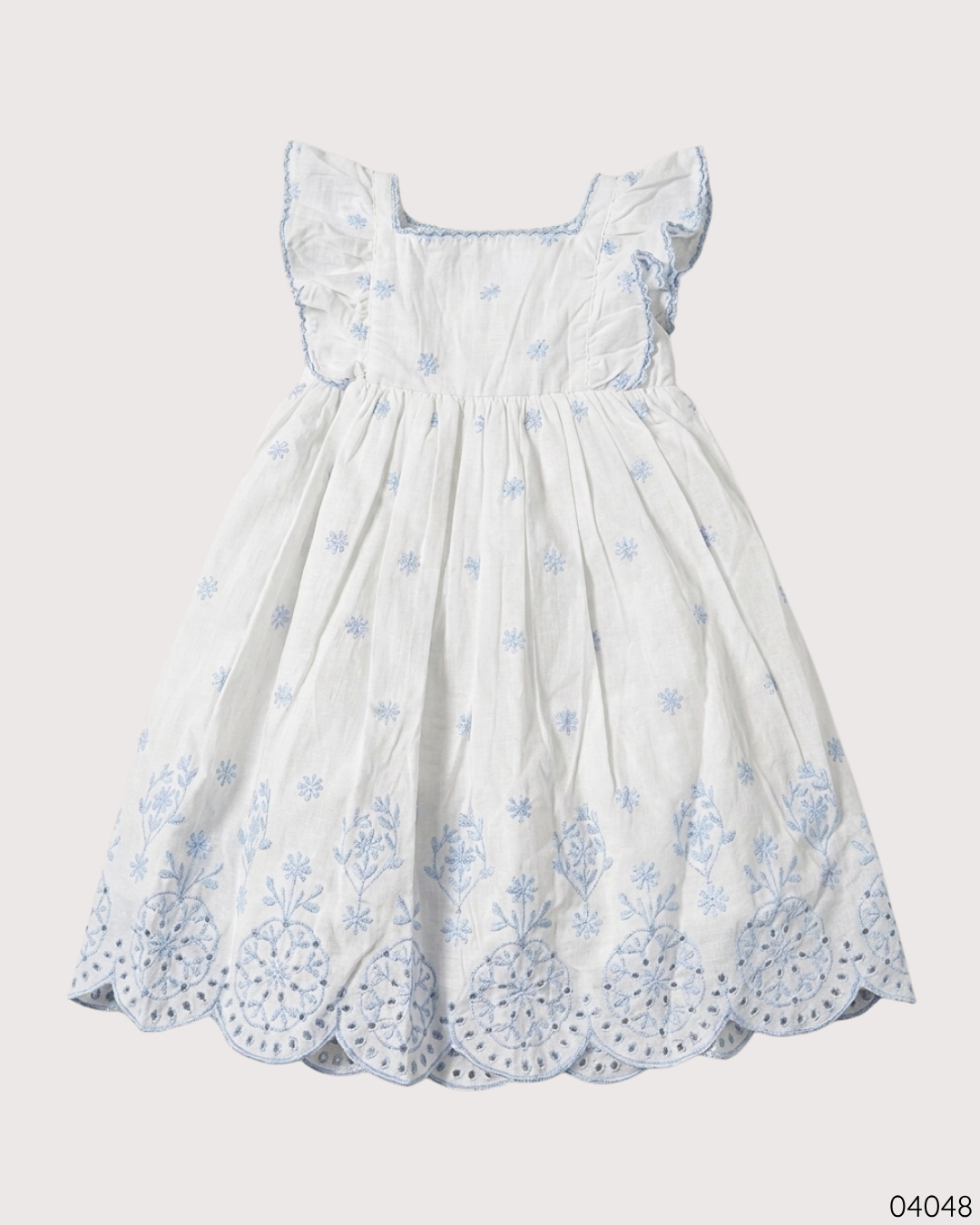 VESTIDO BLANCO FLORES AZULES