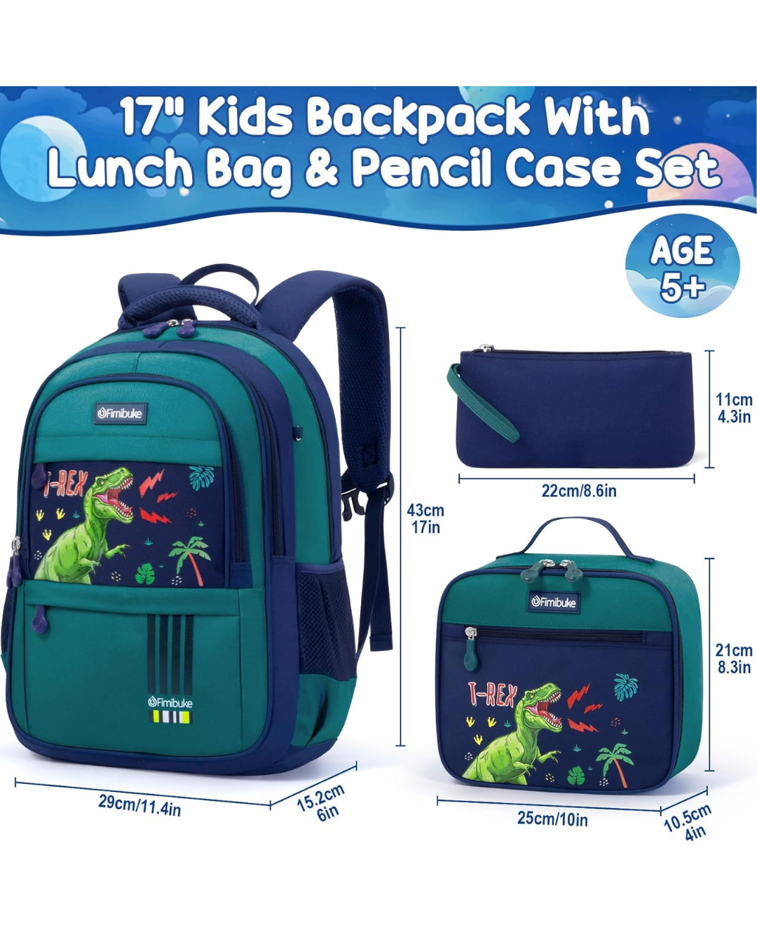 SET MOCHILA T-REX 3 PZS