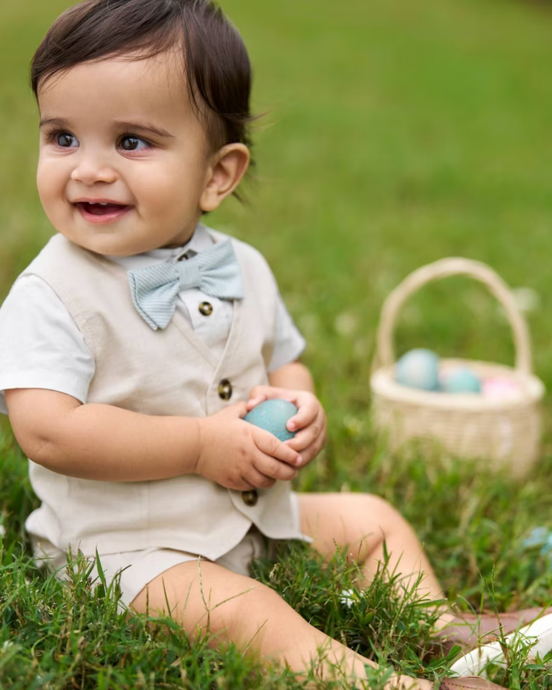 TRAJE 4 PZS CARTER´S SHORT CORBATIN BLANCO Y BEIGE