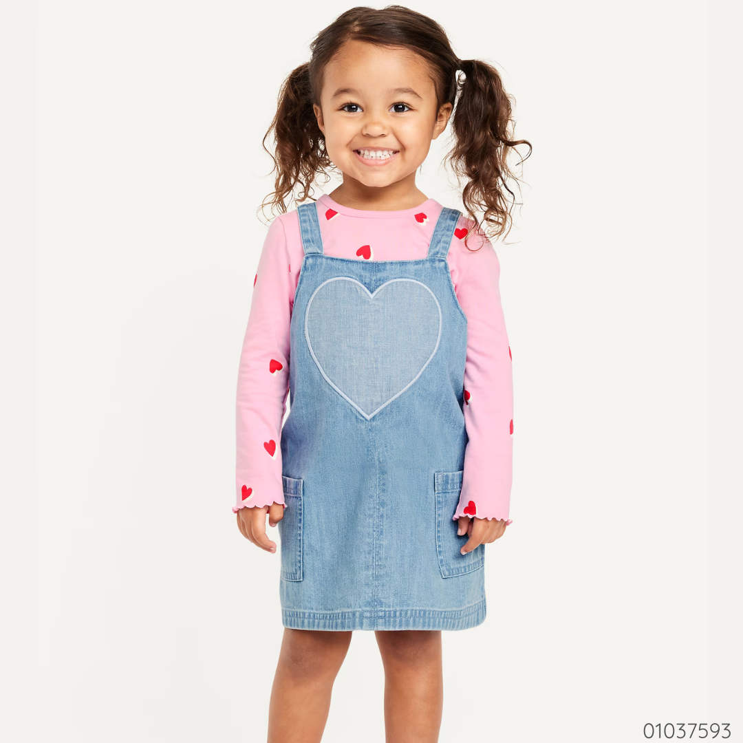TRAJE 2 PZS CORAZONES AZUL ROSA