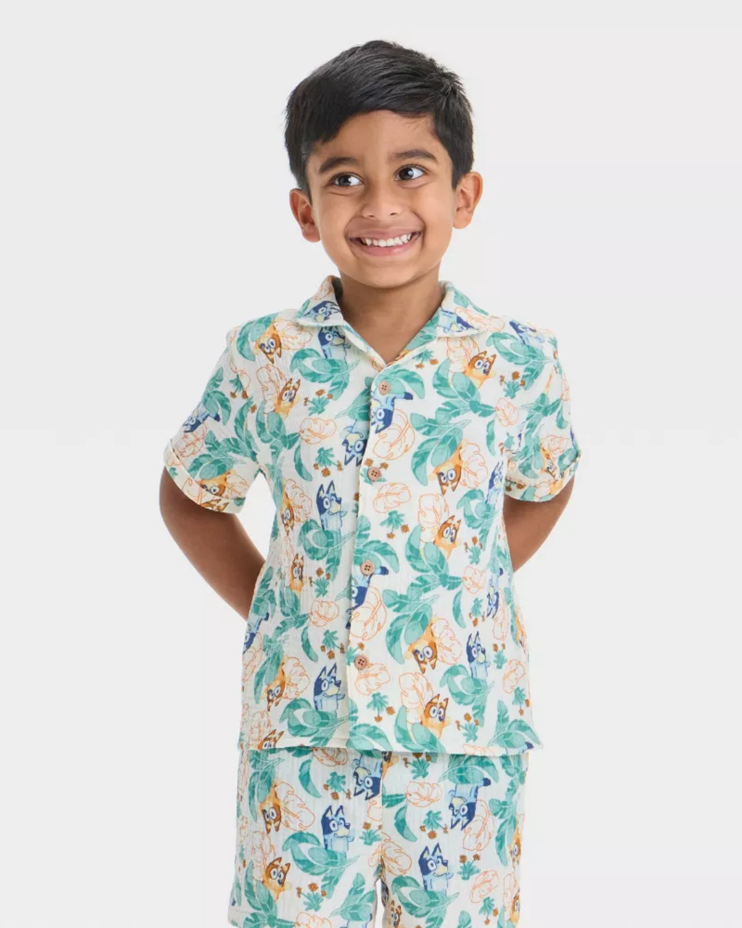 TRAJE BLUEY SHORT CON PALMERAS