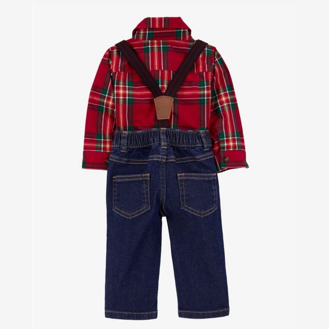 TRAJE ROJO JEAN TIRANTES CARTERS