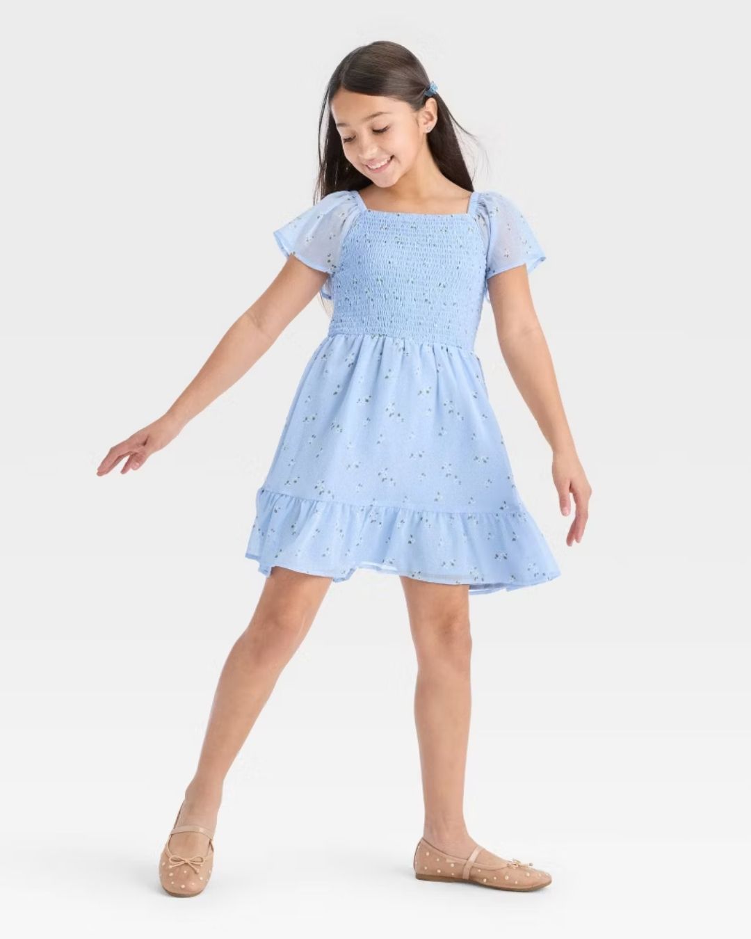 VESTIDO CAT & JACK AZUL FLORES