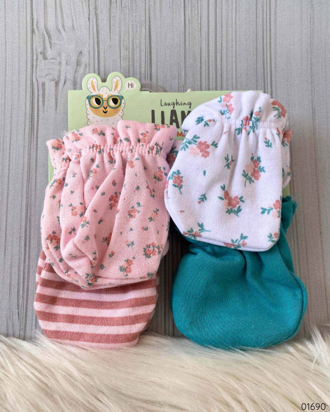 GUANTES 4 PARES FLORES RAYADO