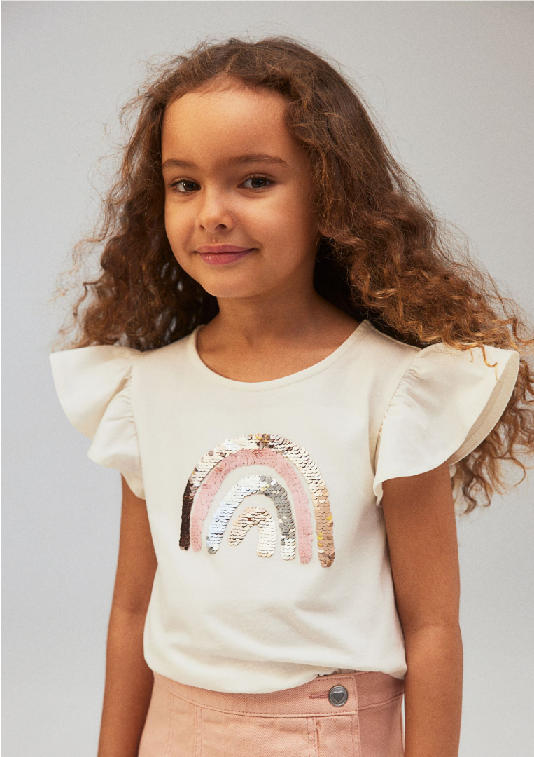 CAMISA BLANCA ARCOIRIS LENTEJUELAS