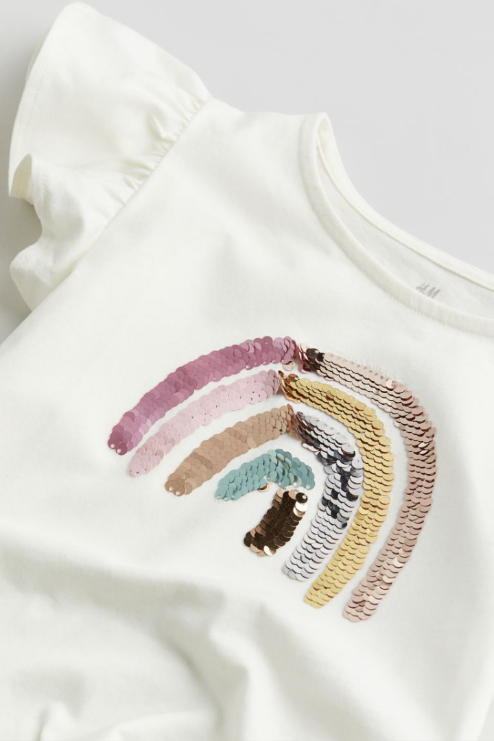 CAMISA BLANCA ARCOIRIS LENTEJUELAS