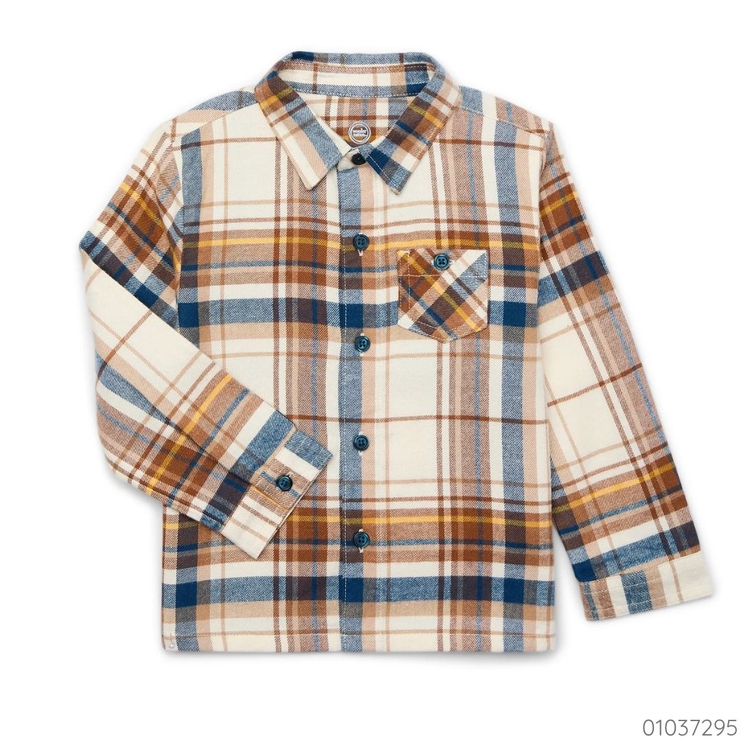 CAMISA CUADRICULADA CAFE Y AZUL