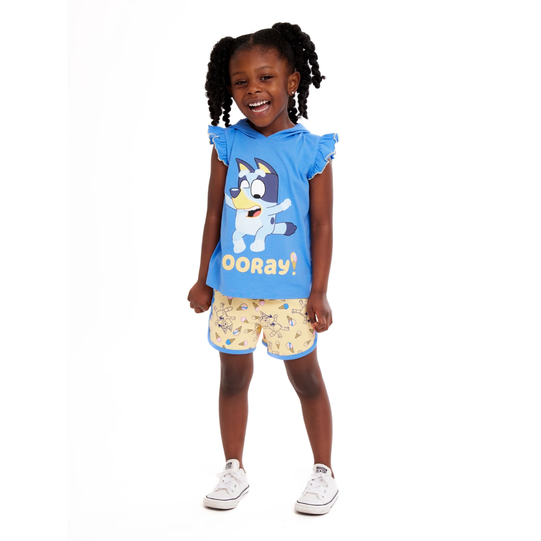 TRAJE 2 PZS NIÑA BLUEY HOORAY
