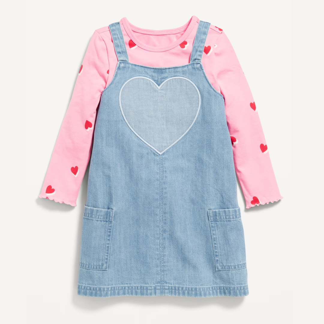 TRAJE 2 PZS CORAZONES AZUL ROSA