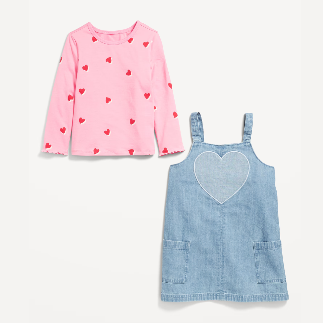 TRAJE 2 PZS CORAZONES AZUL ROSA