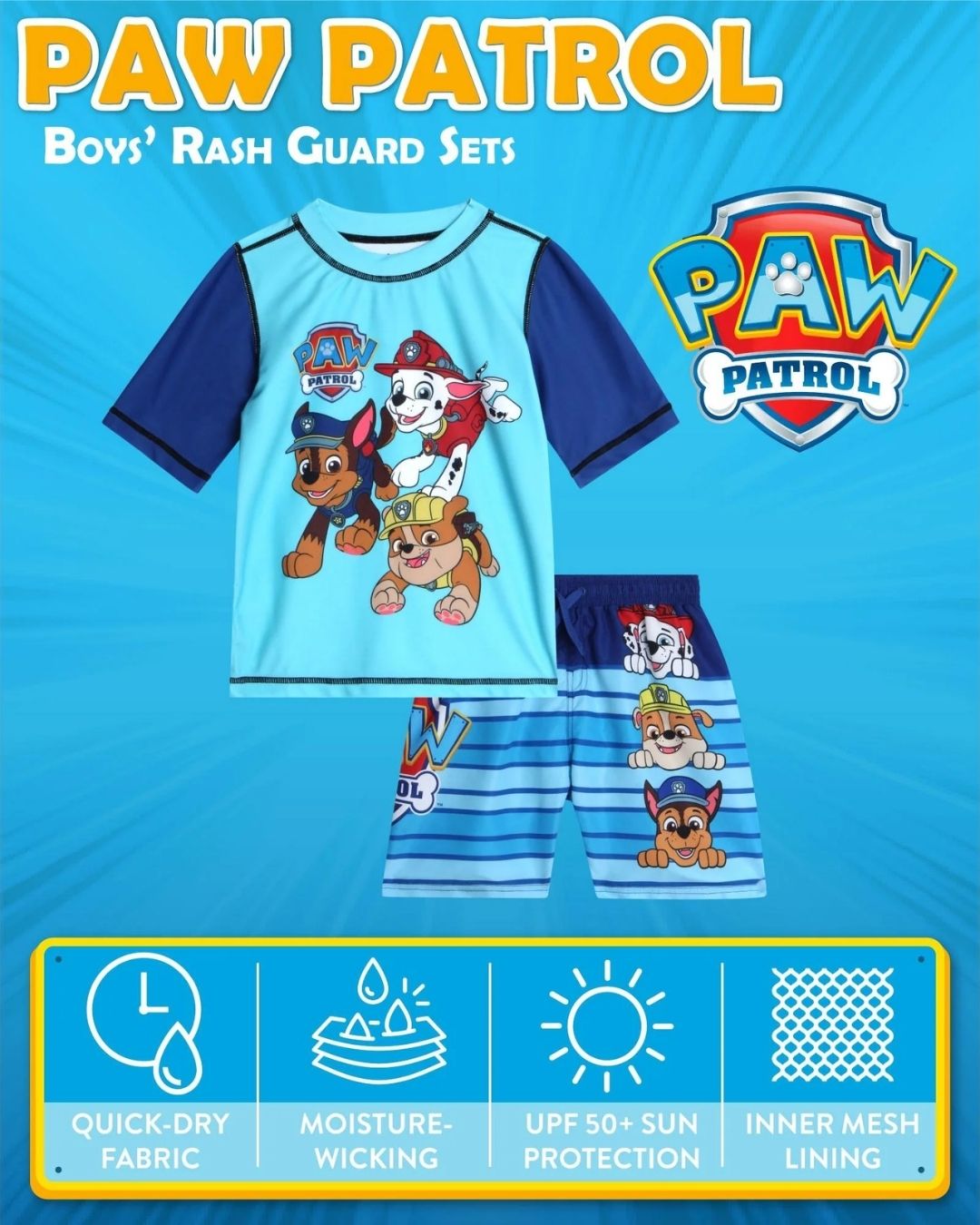 TRAJE DE BAÑO PAW PATROL MANGACORTA AZUL UPF 50+