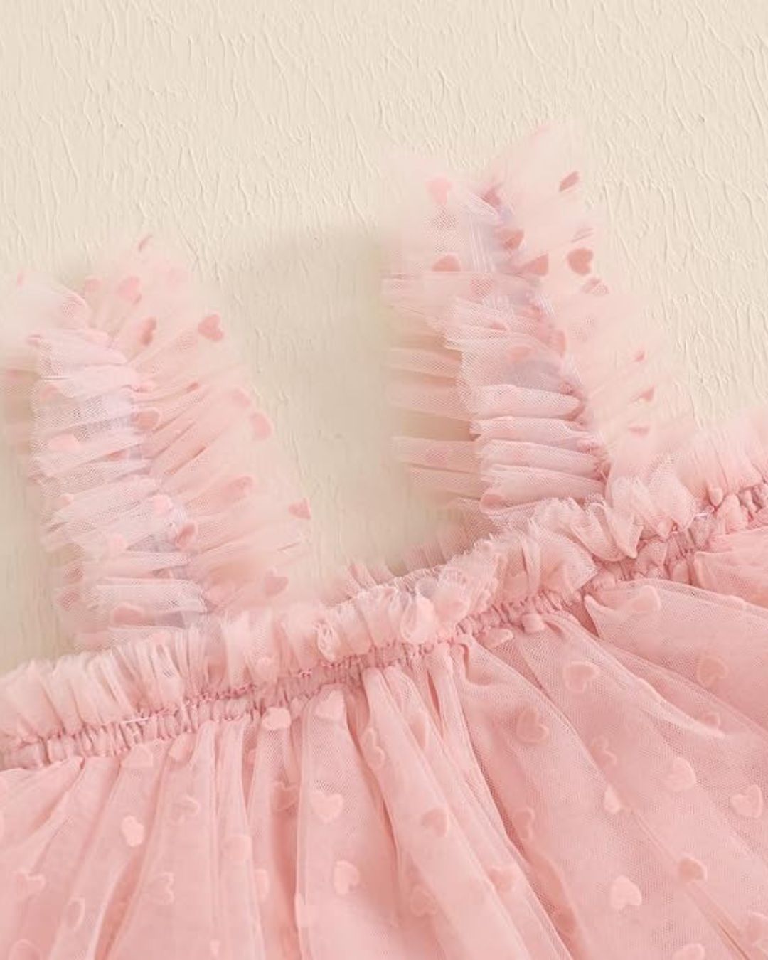 VESTIDO ROSADO CORAZONES VINCHA