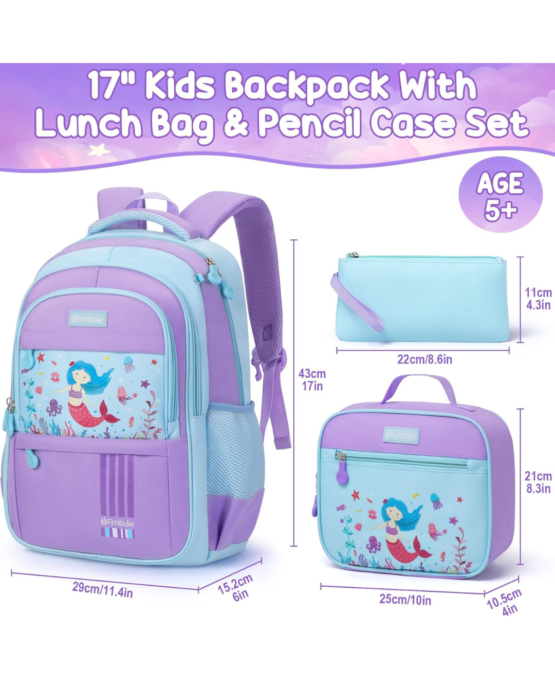 SET MOCHILA SIRENITA 3 PZS