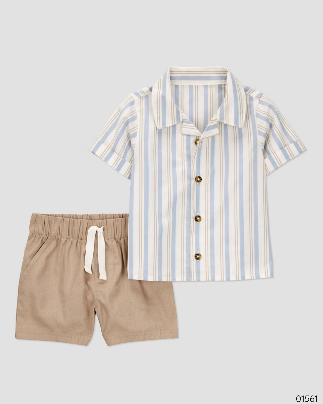 TRAJE CARTER´S SHORT KHAKI CAMISA RAYADA