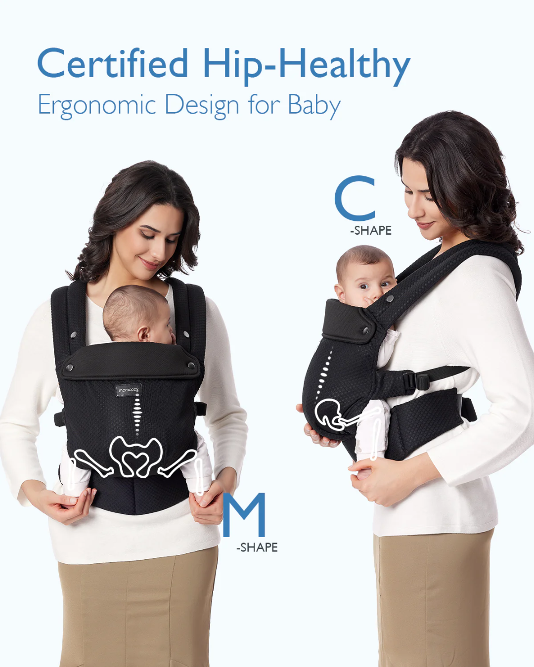 PORTA BEBE ERGONOMIC MALLA TRANSPIRABLE NEGRO