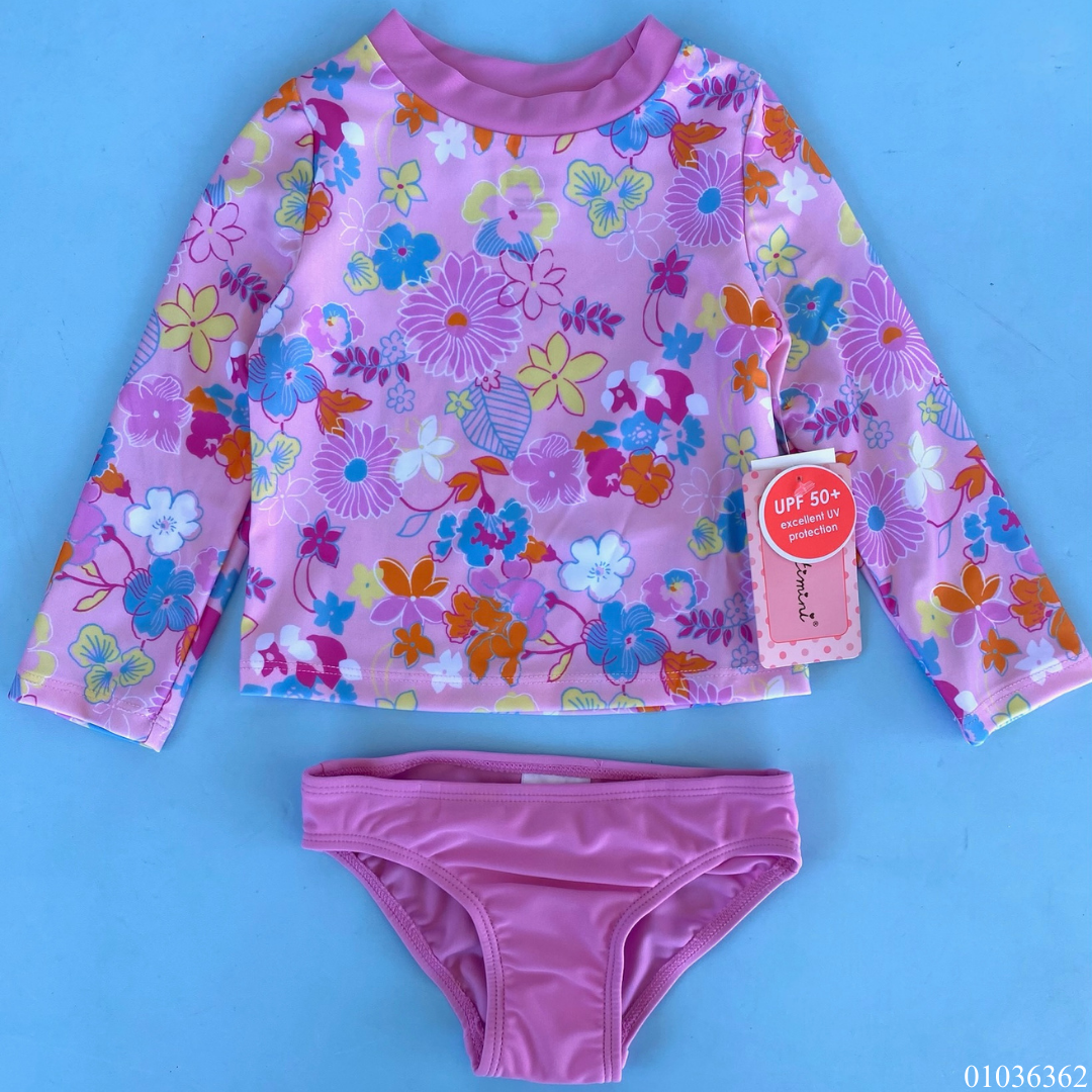 TRAJE DE BAÑO 2PZS FLOREADO ROSADO NIÑA