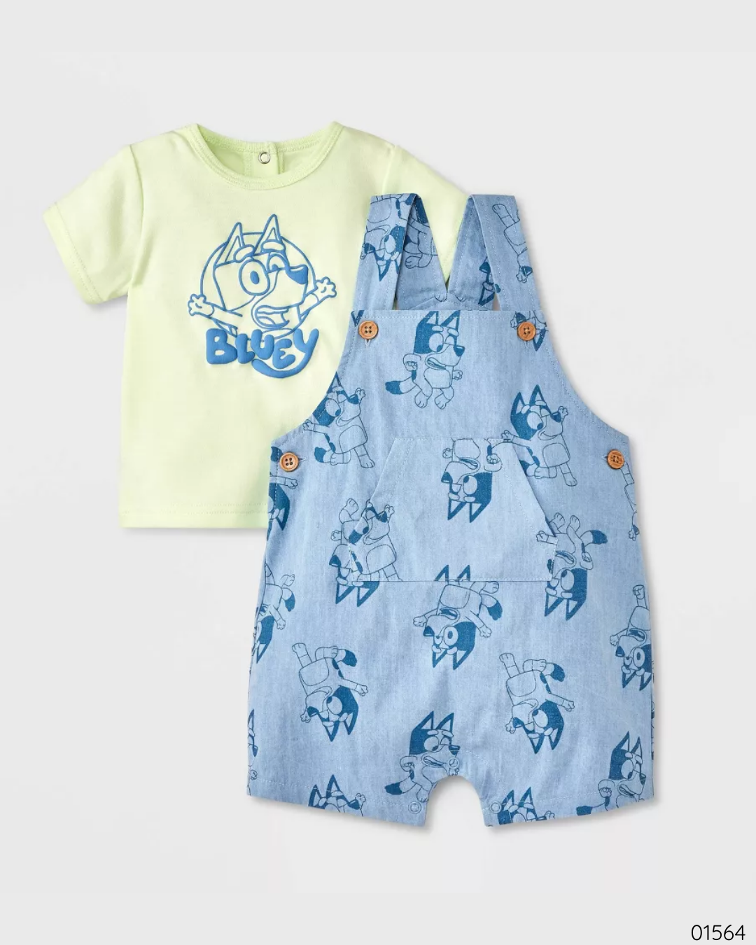 TRAJE BLUEY OVEROL AZUL Y VERDE