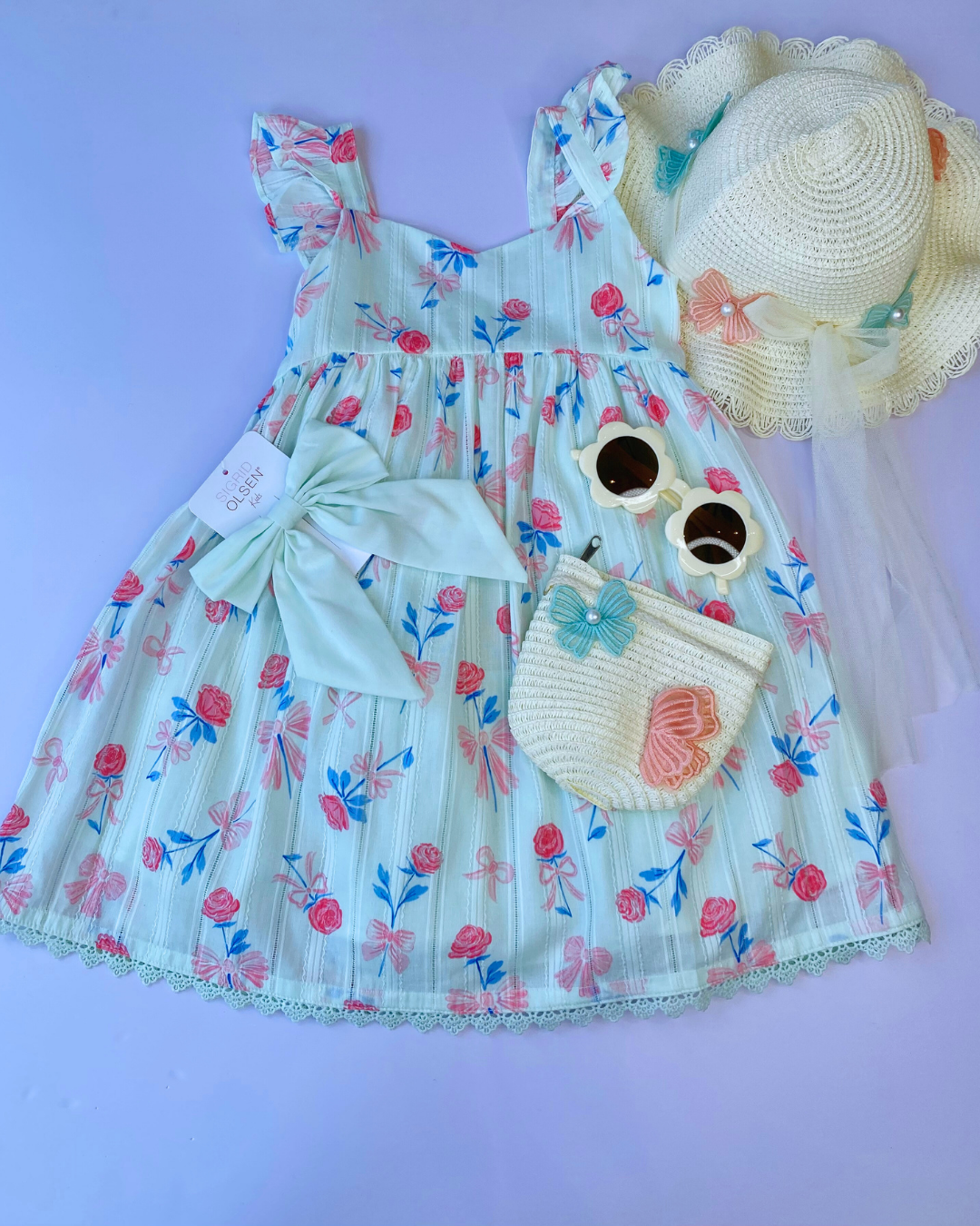 VESTIDO VERDE FLORES 2 PZS GANCHO