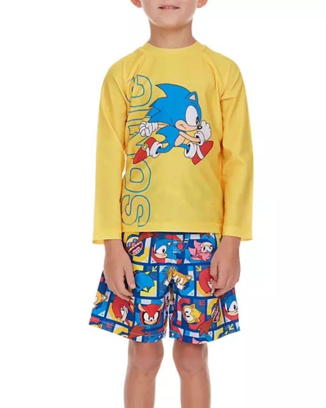 TRAJE BAÑO 2 PZS SONIC AMARILLO MANGL UPF 50+