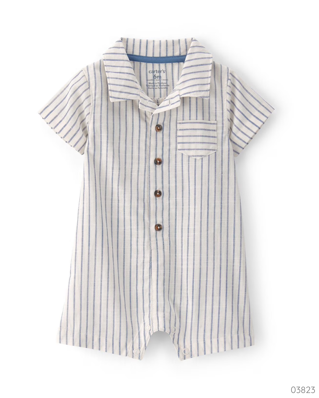 ROMPER BLANCO RAYAS AZULES