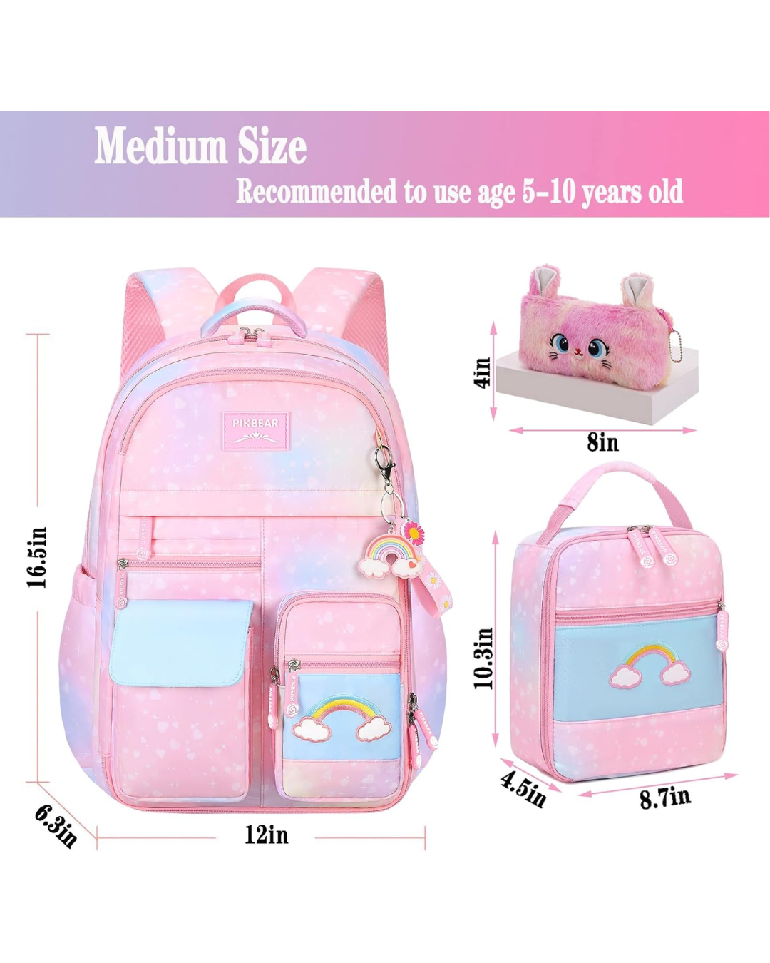 SET MOCHILA ARCOIRIS 3 PZS ROSADA