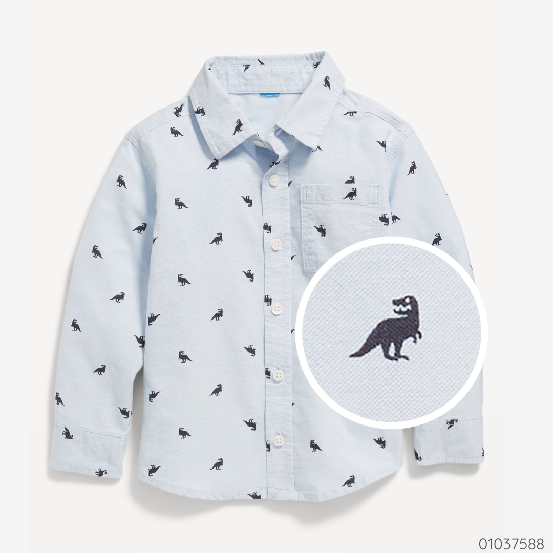 CAMISA FORMAL NIÑO T-REX AZUL