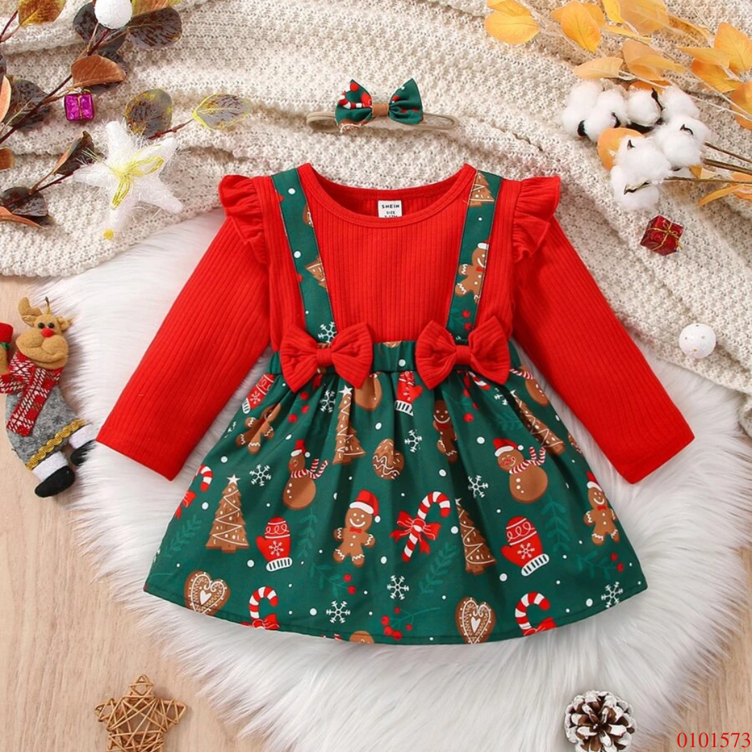 VESTIDO NAVIDEÑO VERDE ROJO