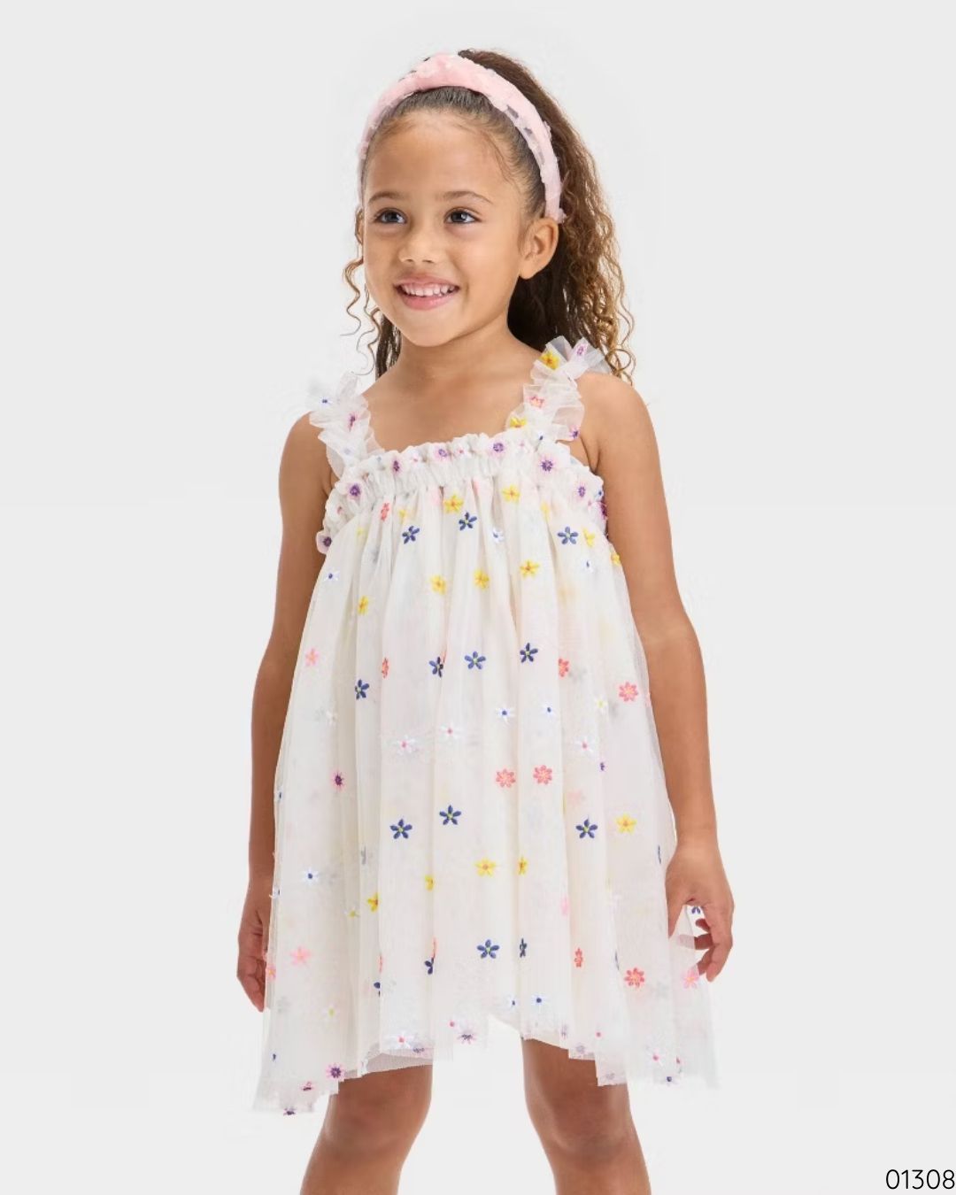 VESTIDO BLANCO TUL FLOREADO