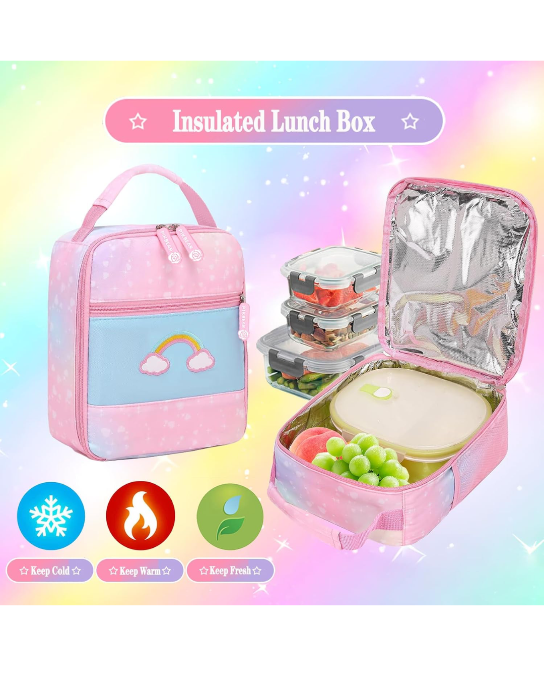 SET MOCHILA ARCOIRIS 3 PZS ROSADA