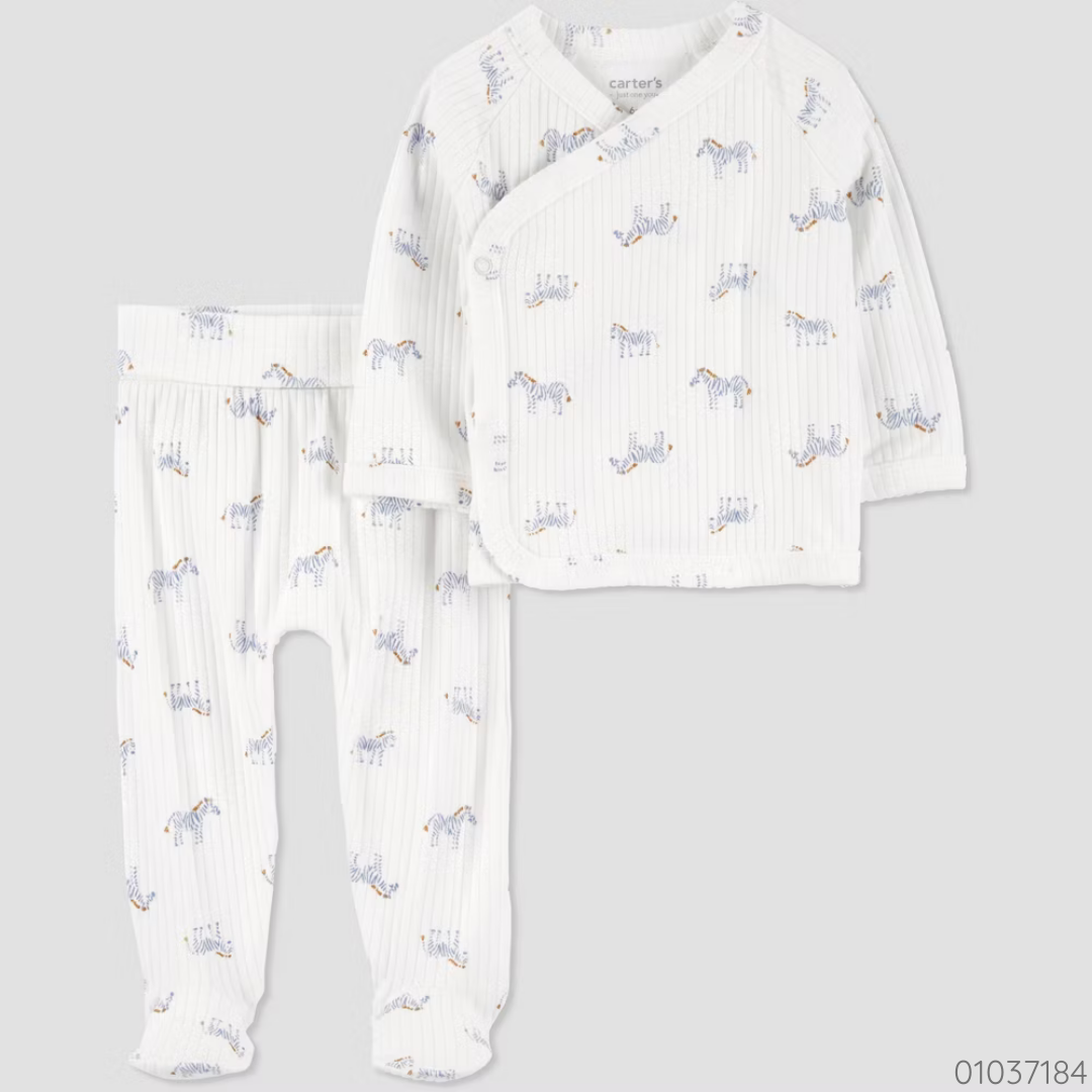 TRAJE CARTERS BLANCO ZEBRA AZUL