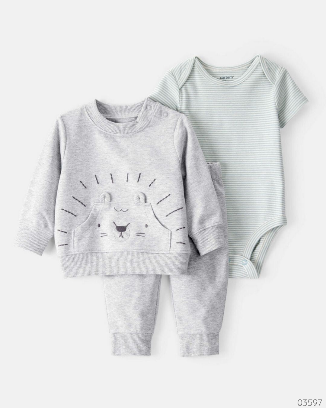 TRAJE 3PZ GRIS GATITO