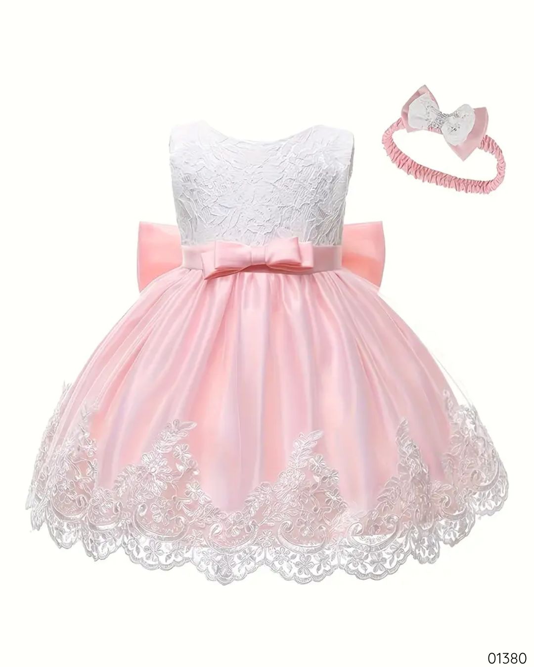 VESTIDO ROSADO CON VINCHA