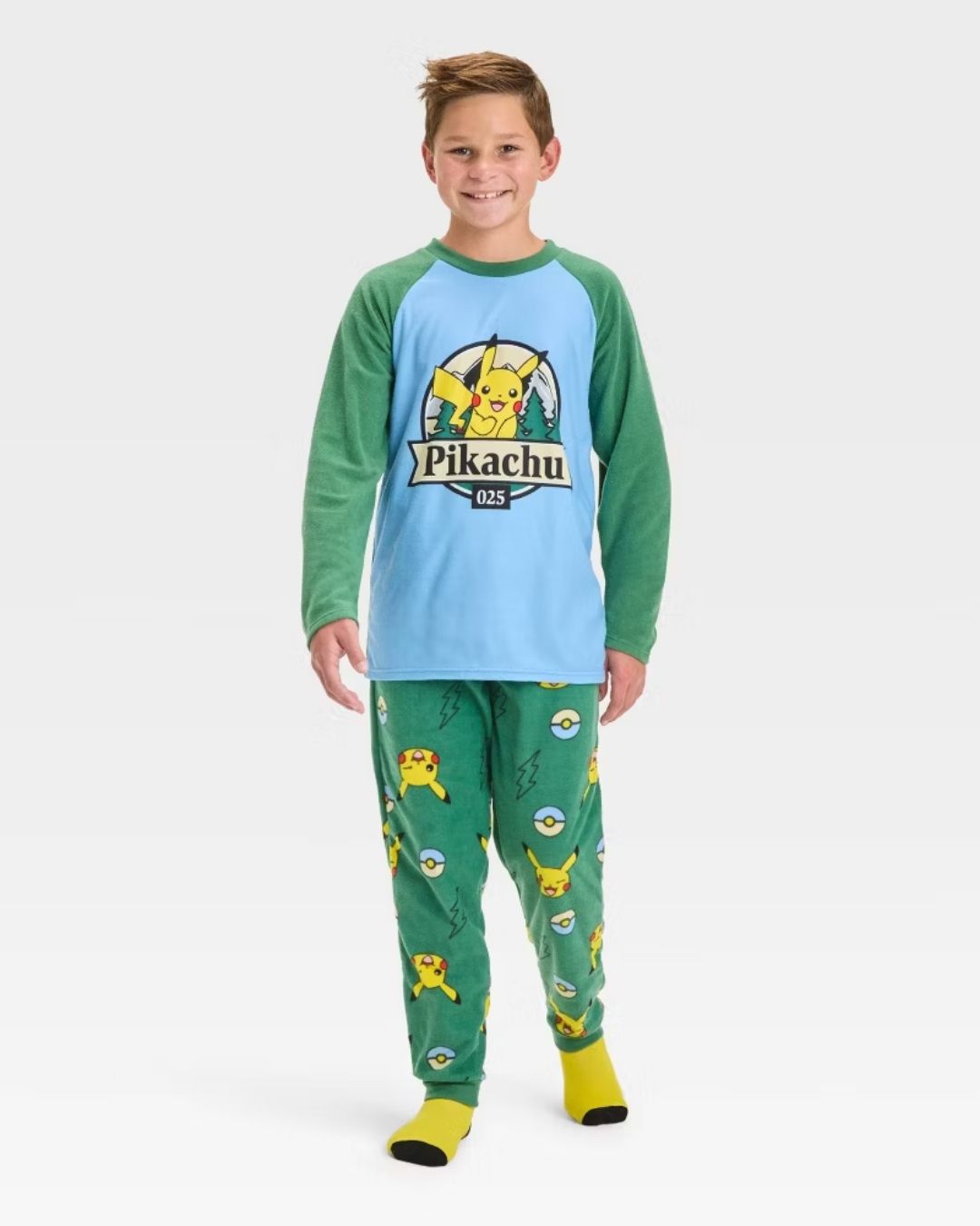 PIJAMA 3 PZS DE PIKACHU VERDE