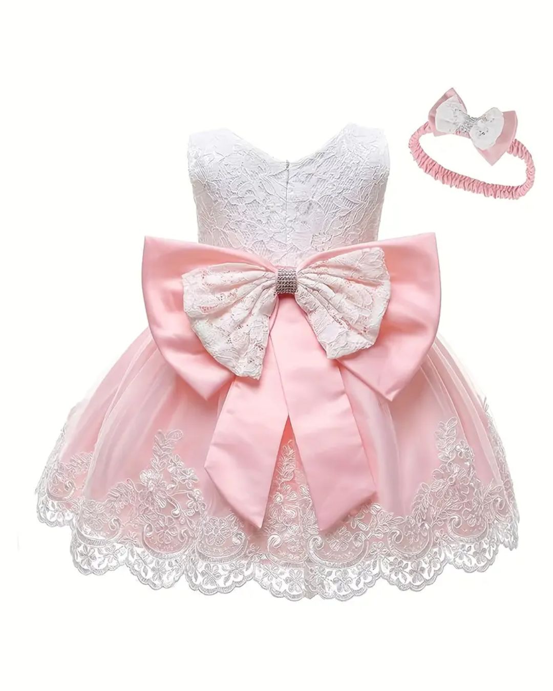 VESTIDO ROSADO CON VINCHA