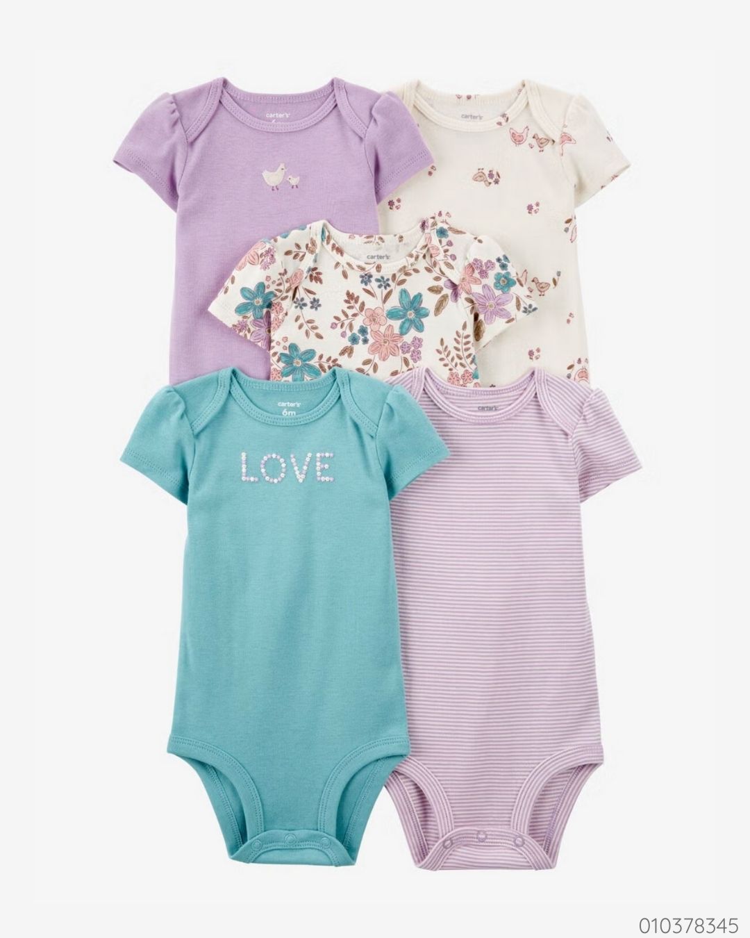 MAMELUCO NIÑA 5 PZS LOVE FLORES