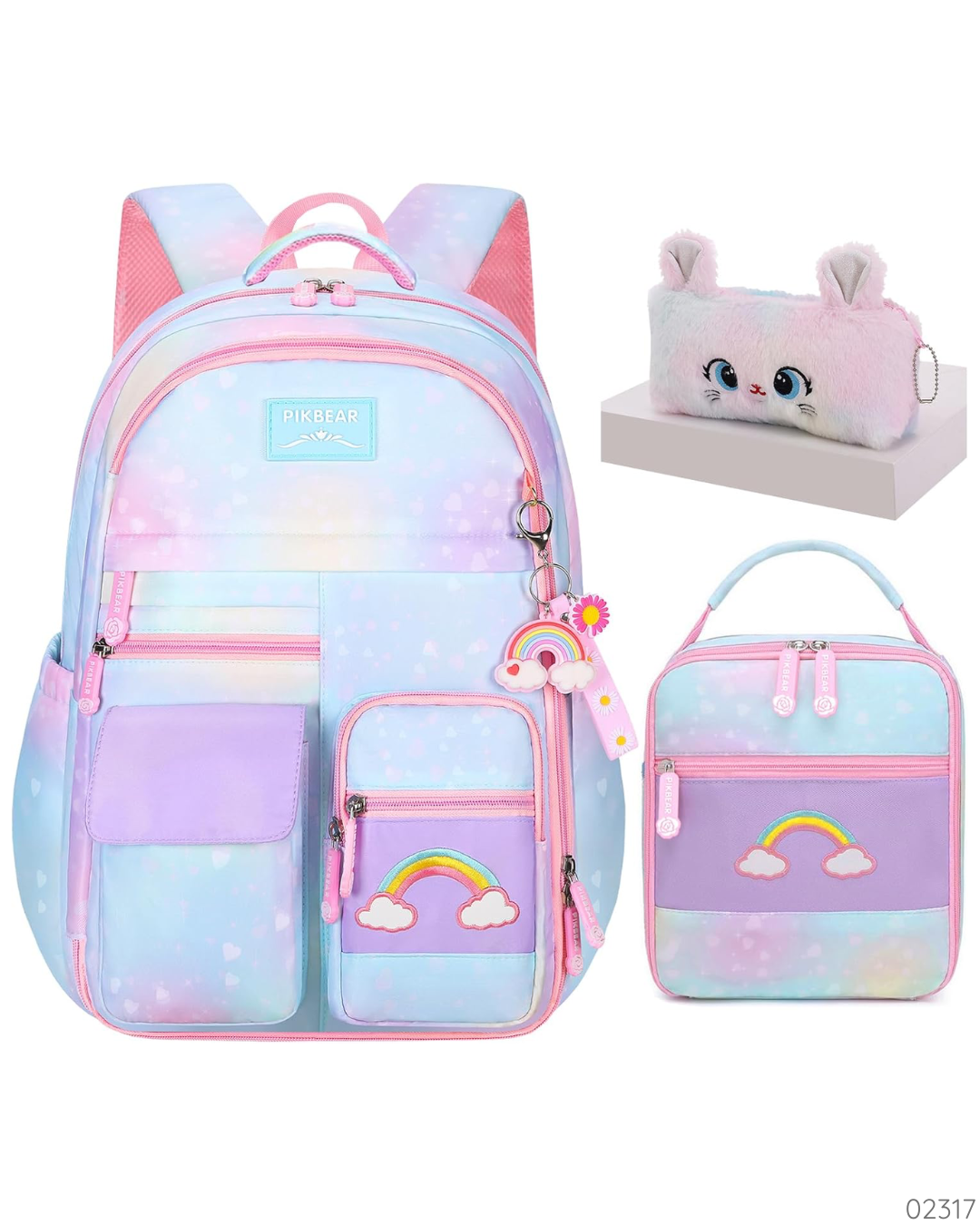 SET MOCHILA ARCOIRIS 3 PZS AZUL
