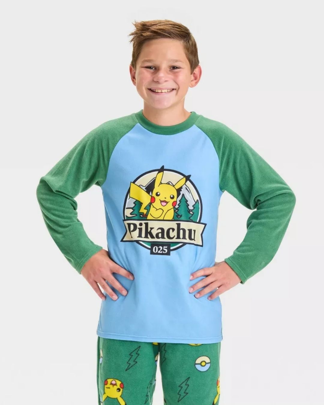 PIJAMA 3 PZS DE PIKACHU VERDE