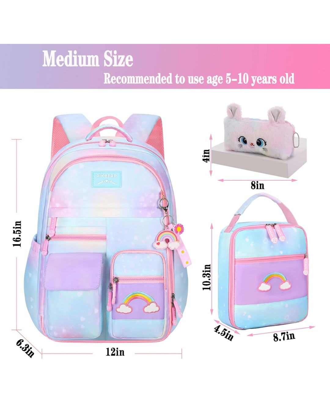 SET MOCHILA ARCOIRIS 3 PZS AZUL