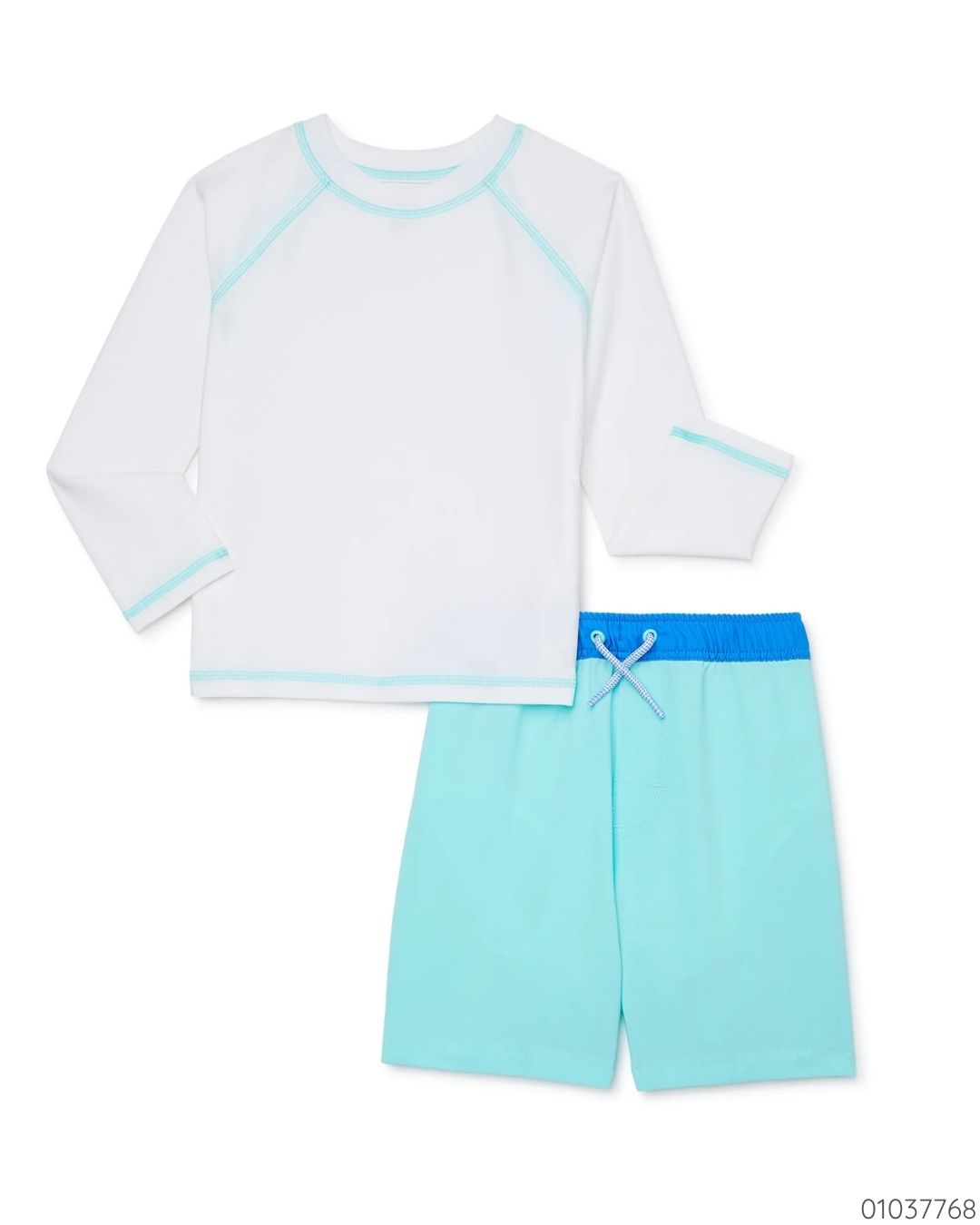 TRAJE BAÑO 2 PZS MNGA LARGA VERDE AQUA BLANCO