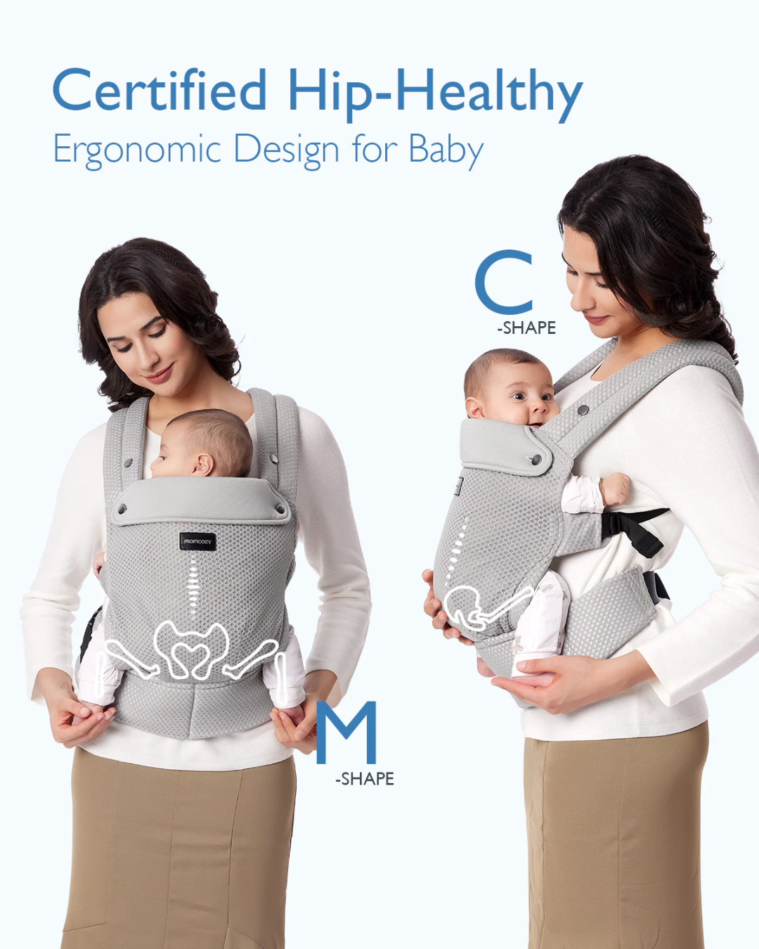 PORTA BEBE ERGONOMIC MALLA TRANSPIRABLE GRIS