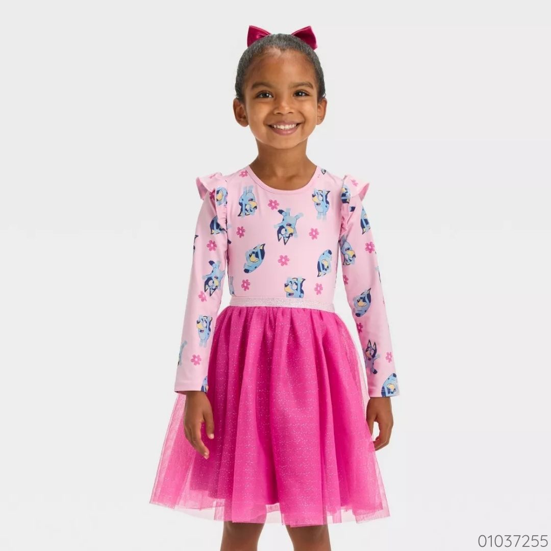 VESTIDO ROSADO BLUEY FALDA TUL