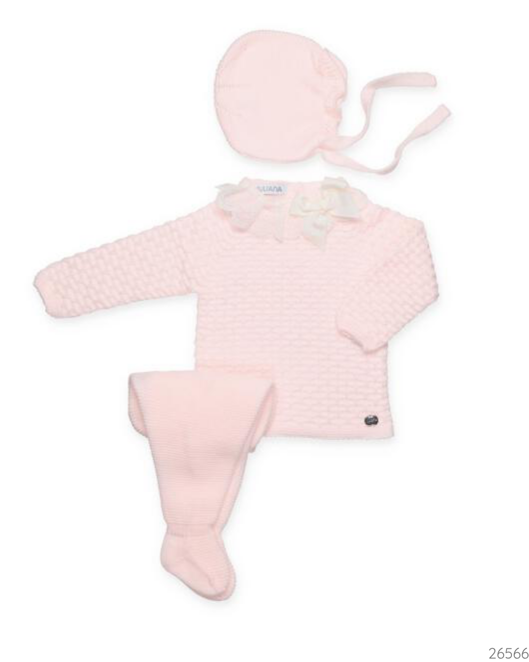 CONJUNTO TEJIDO ROSA SUAVE ENCAJE CHONGO